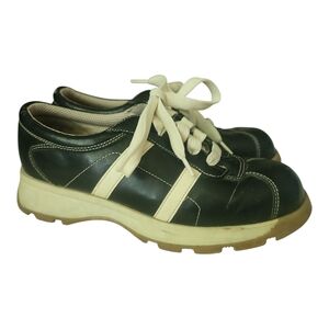 Soho Cobbler Black Leather Sneakers Size 7 Retro Style Lace-Up